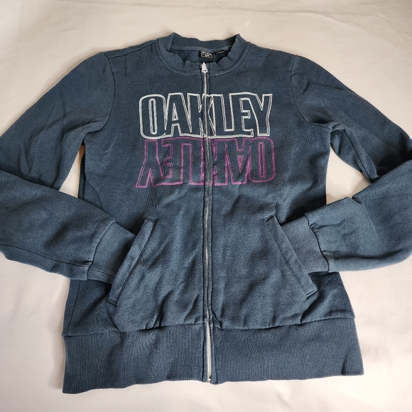Oakley Sweatshirt Jacket Blue Zip-Up Long Sleeve Women's Size Small - Picture 8 of 8